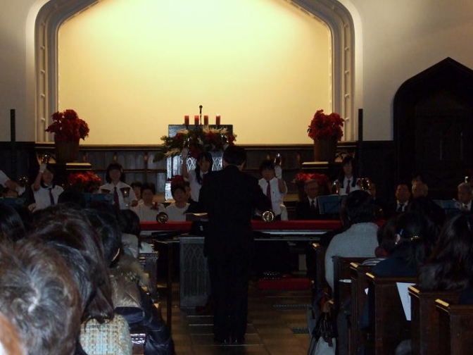 明治学院クリスマス音楽礼拝の様子。２０１２年１２月２３日、東京都港区で。