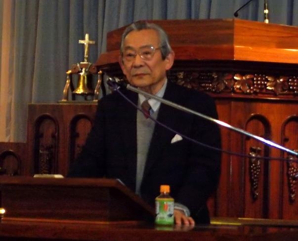 中島秀一氏。２０１３年１月１４日、東京中央教会（東京都新宿区）で。