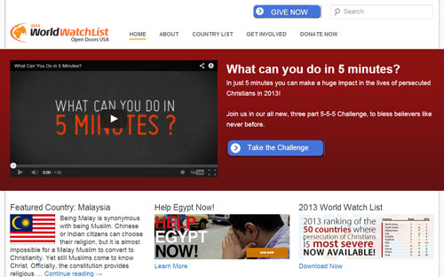 キリスト教迫害監視団体のオープン・ドアーズが運営するウェブサイト「ワールド・ウォッチ・リスト」