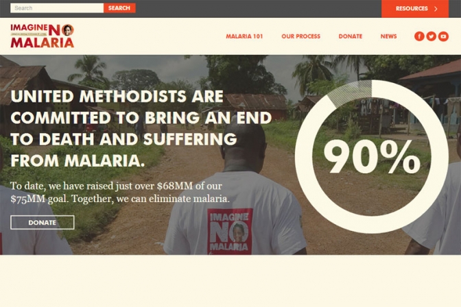 合同メソジスト教会、マラリア撲滅のために目標の９０％にあたる６８００万ドル集める