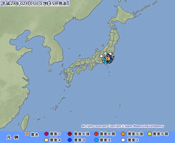 東京都多摩東部・神奈川県東部で震度４の地震　２３区や横浜でも震度３