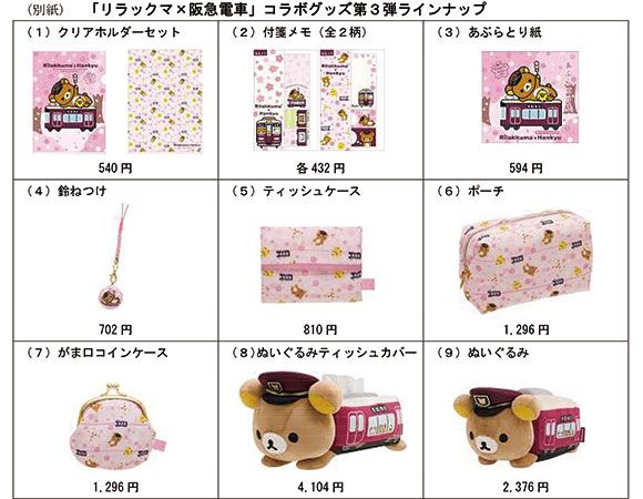 リラックマ×阪急電車」第３弾コラボグッズ発売、スタンプラリーも ３月