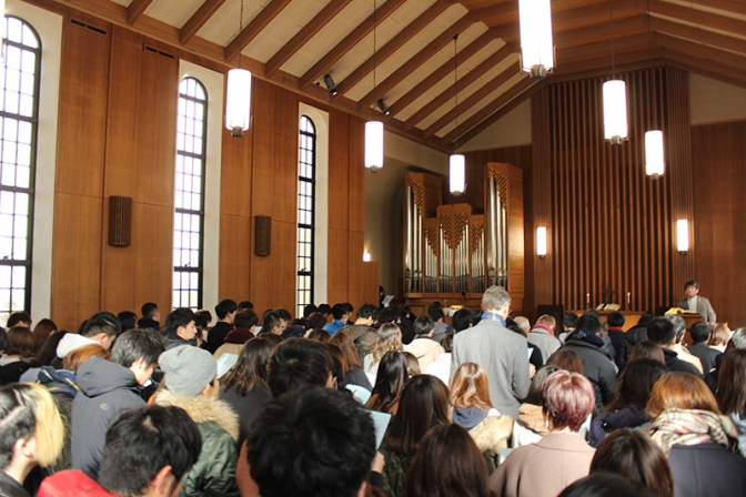 関西学院大で阪神・淡路大震災メモリアルチャペル　１６０人が追悼の祈り