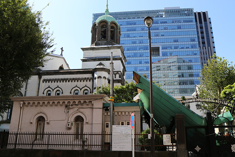 ニコライ堂の大聖堂教会事務所、台風１５号で屋根飛ぶ　当面は拝観中止