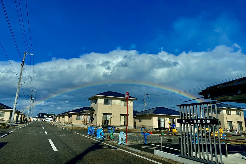 震災９年の被災地に虹、ノアに語った神の約束覚え感動の声上がる