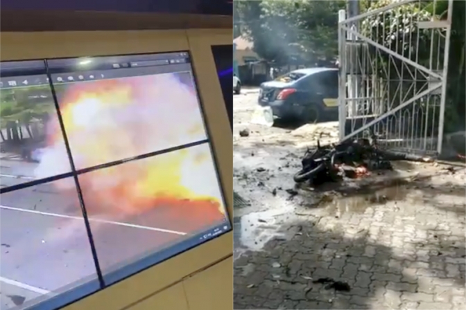 インドネシアの教会近くで爆発、１４人負傷　パームサンデー狙った自爆テロか　