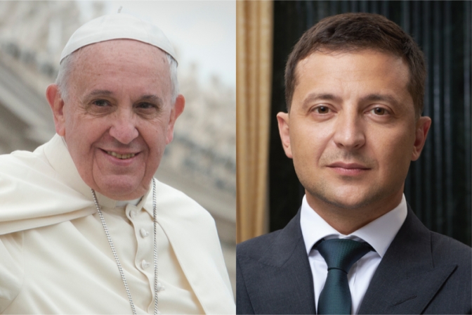 ウクライナのゼレンスキー大統領「精神的な支援感じる」　ローマ教皇から電話