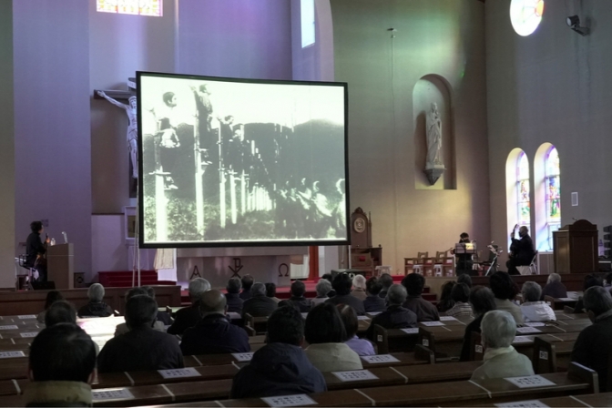 伝説の無声映画「殉教血史　日本二十六聖人」、カトリック浦上教会で上映
