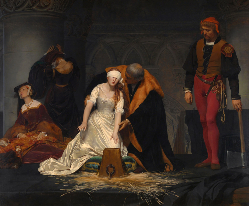ポール・ドラローシュ「レディー・ジェーン・グレイの処刑」（１８３３年、英国立美術館所蔵）