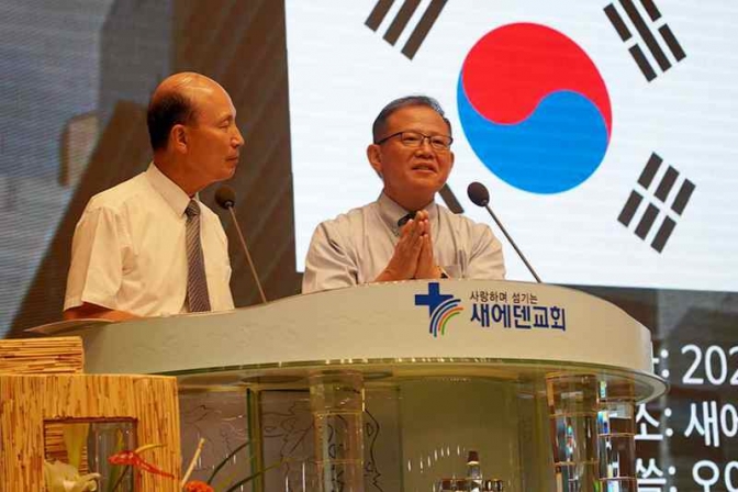 尾山令仁牧師の日韓和解の働きを継承、息子の清仁牧師が韓国教会で説教