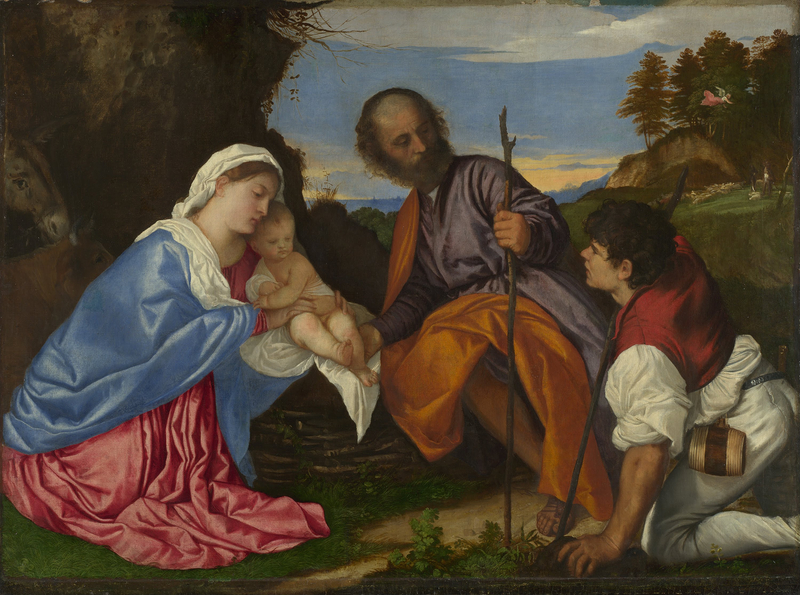 ティツィアーノ・ベチェッリオ「聖家族と羊飼い」（英国立博物館所蔵）