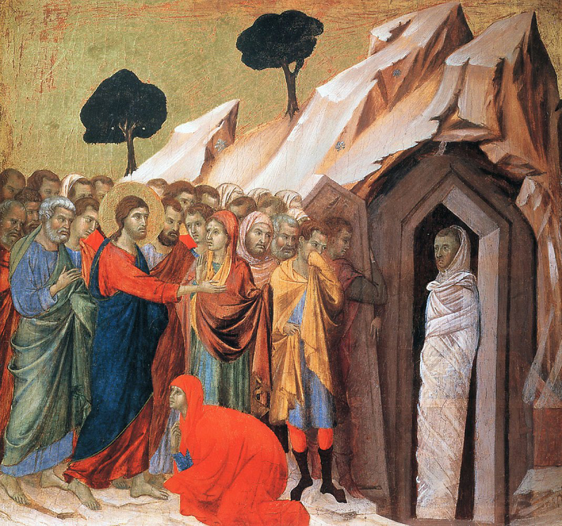 ドゥッチョ・ディ・ブオニンセーニャ「ラザロの復活」（米キンベル美術館所蔵）
