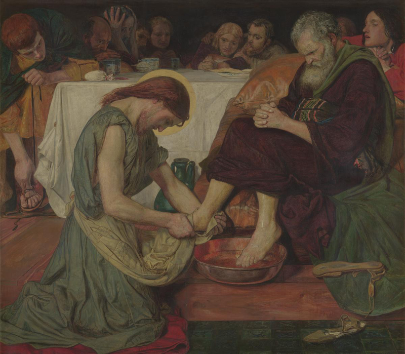 フォード・マドックス・ブラウン「ペトロの足を洗うイエス」（英テイト美術館所蔵）