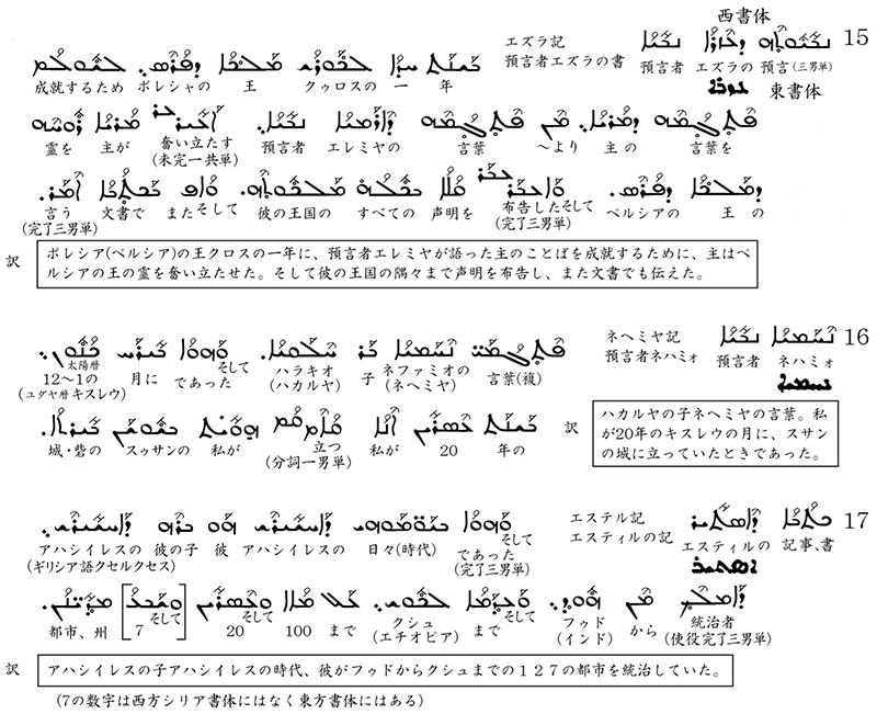 シリア語の世界(28)シリア語旧約聖書の各書名と1章1節の和訳2 川口一彦 シリア語の世界(28)シリア語旧約聖書の各書名と1章1節の和訳2 川口一彦