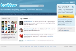 ツイッターのウェブサイト。今年４月には、登録ユーザー数が１億人を突破した。