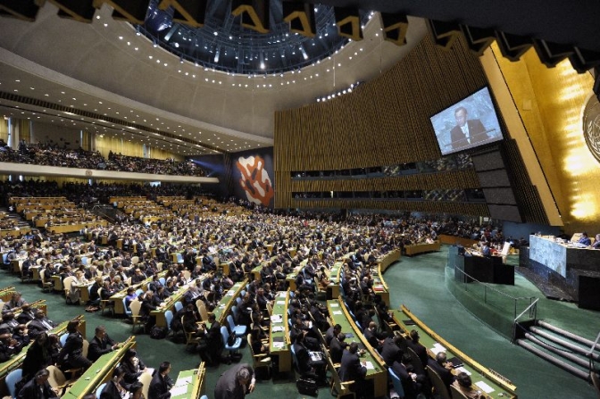  　国連総会の一般討論演説の様子。２０１１年９月２１日、米ニューヨークで（写真提供＝国際連合）