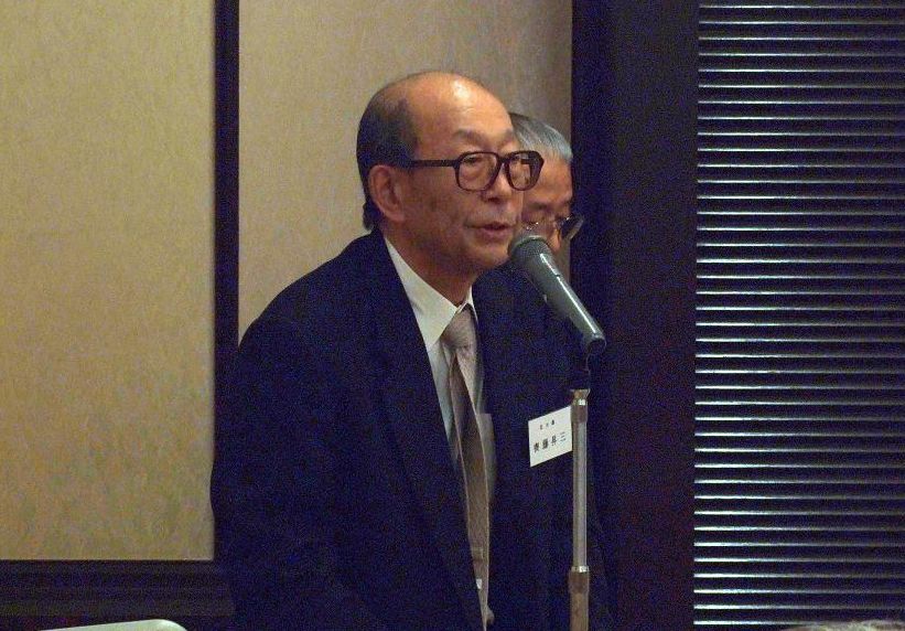 武士道講読会世話役の斎藤昇三氏。２０１１年１１月１８日、学士会館（東京都千代田区）で。