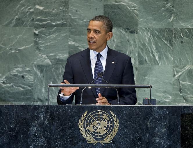 国連総会で演説するオバマ米大統領。２０１２年９月２５日（写真提供：国連）